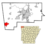 Benton County Arkansas Incorporated and Unincorporated areas Siloam Springs Highlighted